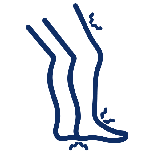 Icon of a person standing in a side profile with one arm bent forward, symbolizing chiropractic care. A mirrored outline of the person is shown behind them, slightly offset to the right, creating an impression of movement or pain relief. The background is light grey.