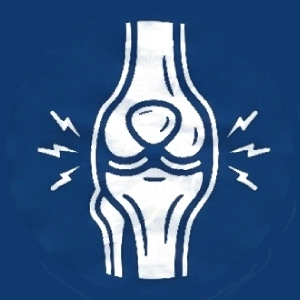 Icon of a person standing in a side profile with one arm bent forward, symbolizing chiropractic care. A mirrored outline of the person is shown behind them, slightly offset to the right, creating an impression of movement or pain relief. The background is light grey.