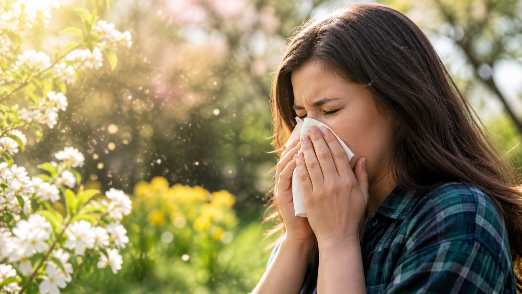 A woman sneezing allergy relief