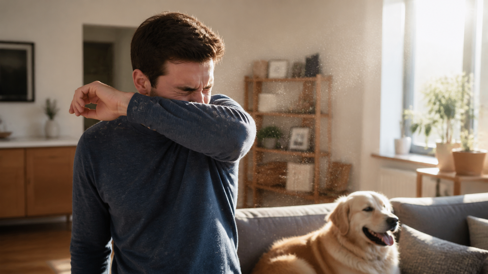 A young man sneezing epigenetics and chiropractic care