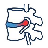 Icon of a person standing in a side profile with one arm bent forward, symbolizing chiropractic care. A mirrored outline of the person is shown behind them, slightly offset to the right, creating an impression of movement or pain relief. The background is light grey.
